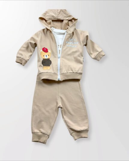 Let’s Explore Natural 3’lü Erkek Bebek Takım-Bej