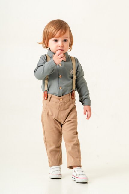 Erkek Bebek Askılı Papyonlu Takım – Şık Özel Gün Kombini -Yeşil